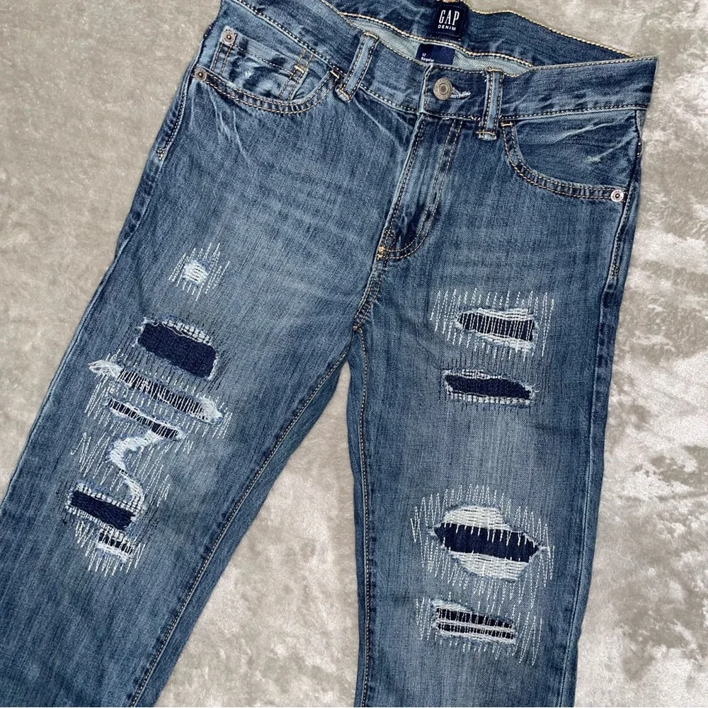 GAP Kids Distressed Blue Jeans & Tan Pattern Shorts Bundle Size 12 Boy